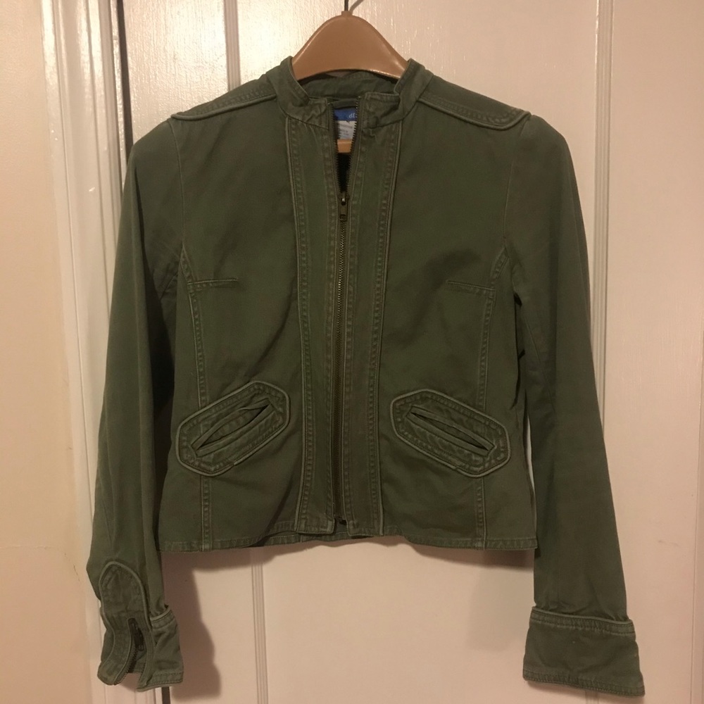 Olive Green Cotton Zipped Jacket